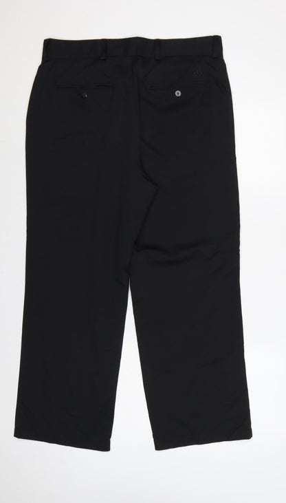 Adidas Men’s Black 36x30 Climalite Straight Dress Trousers