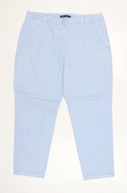 M&S Women’s Light Blue Size 14 Short Tapered Cotton Chino Trousers