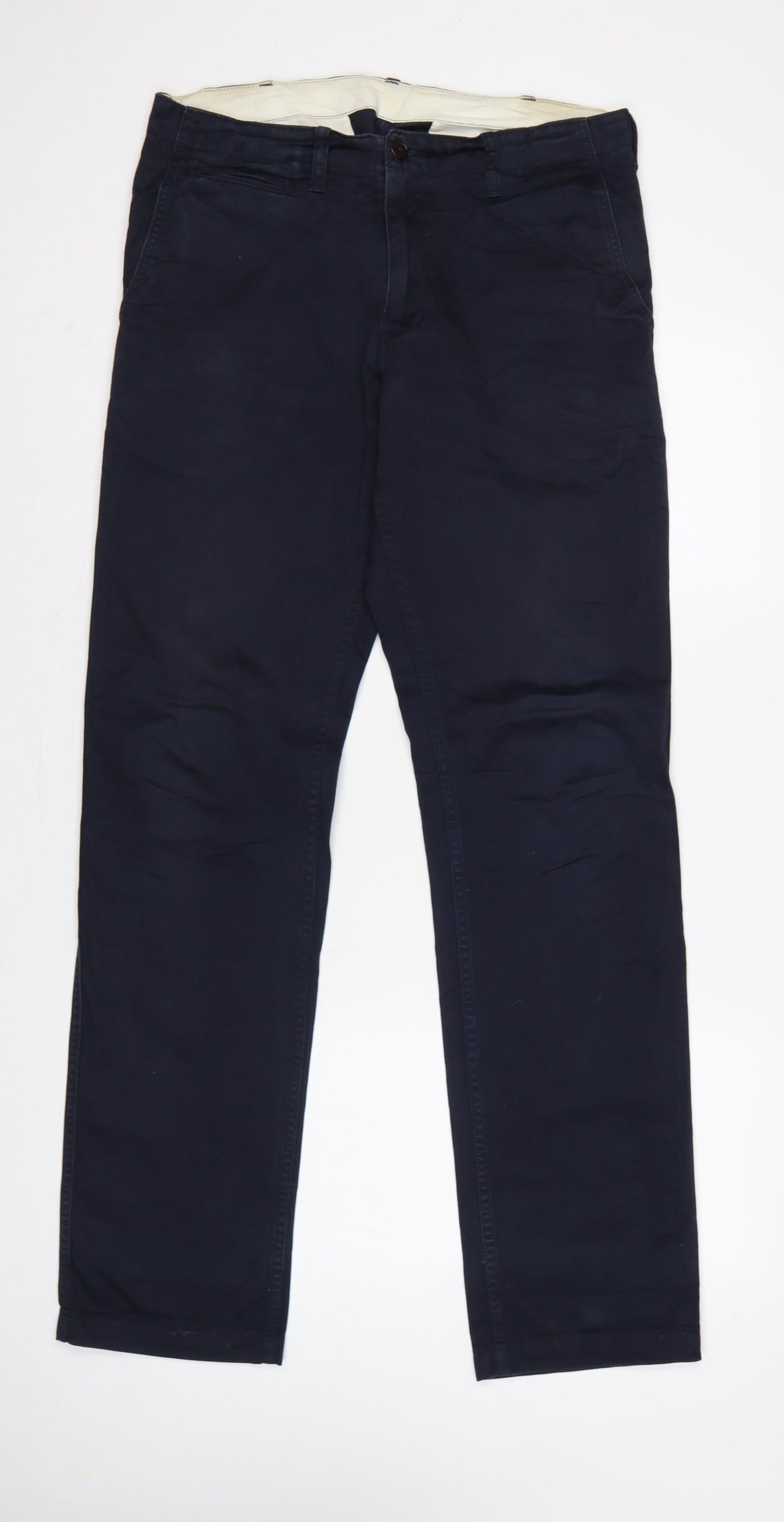 UNIQLO Men's Navy 31x34 Cotton Straight Chino Trousers