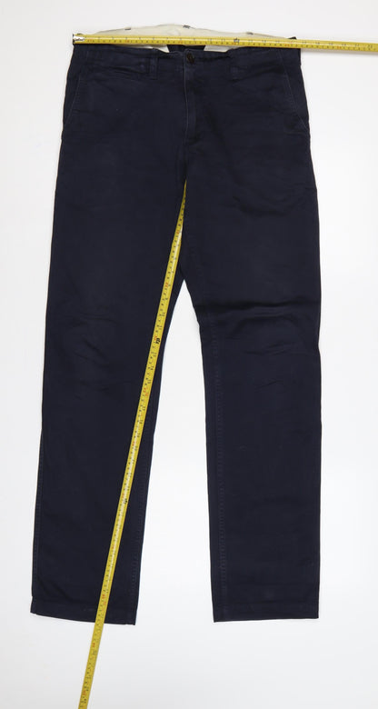 UNIQLO Men's Navy 31x34 Cotton Straight Chino Trousers