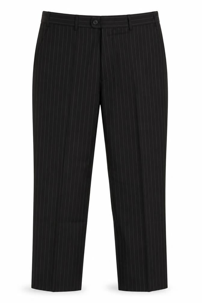 Jeff Banks Men’s Black Pinstripe Wool Pleated Dress Trousers 36 Regular