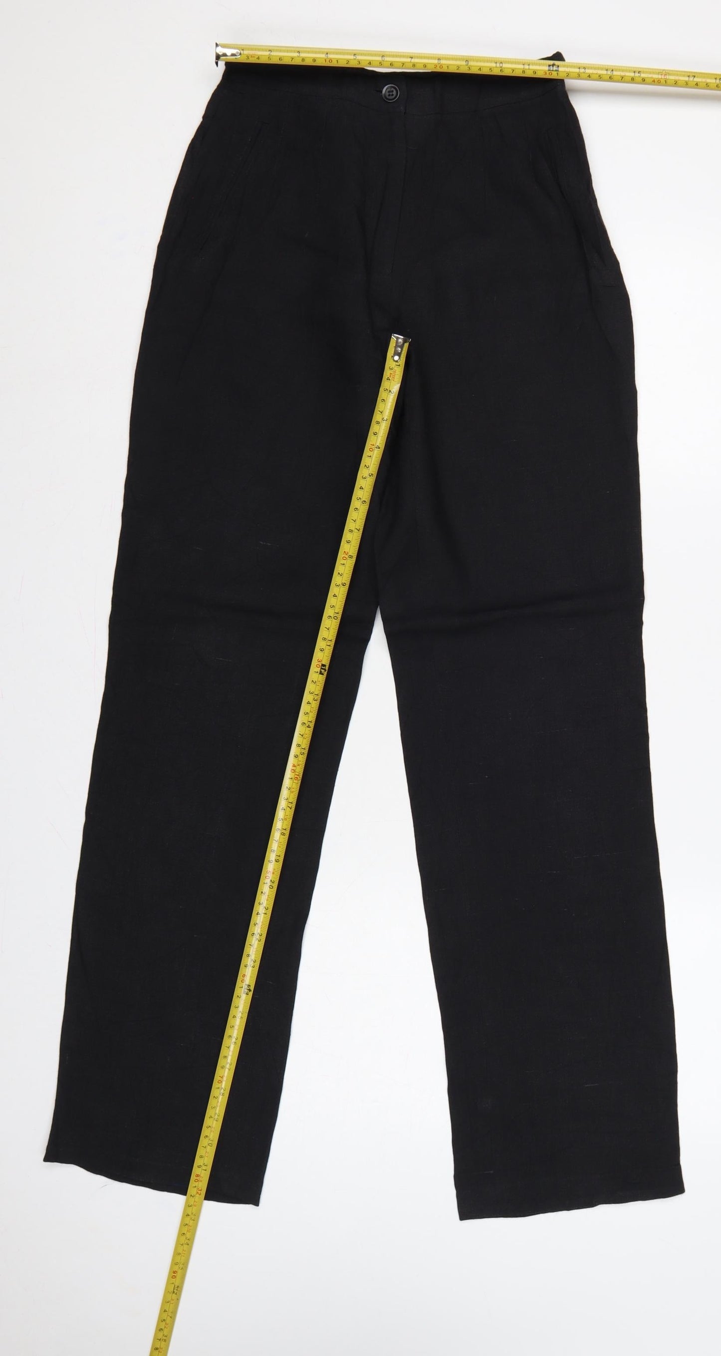 VIGSAW Women’s Black Size 10 Linen Blend High Rise Straight Trousers