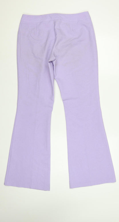Topshop Women Purple UK 14 Flared Lined Dress Trousers