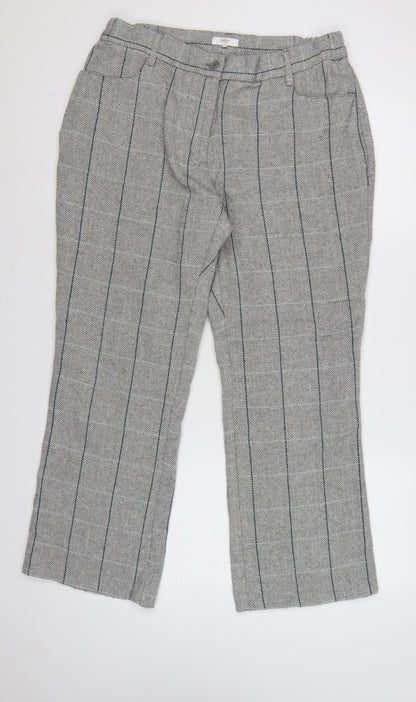 Cotton Traders Women’s Grey UK 14 Herringbone Stripe Straight Trousers