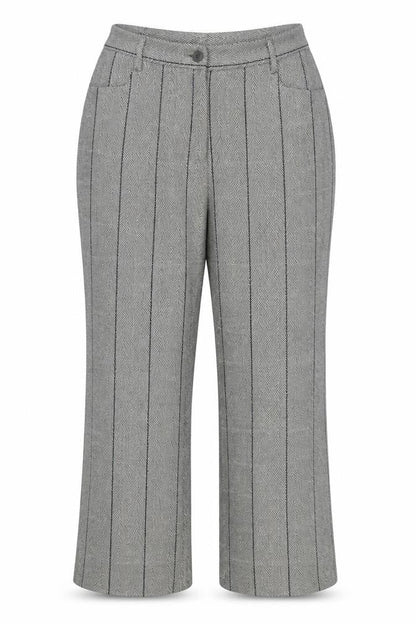 Cotton Traders Women’s Grey UK 14 Herringbone Stripe Straight Trousers