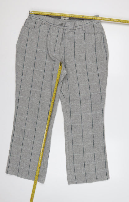 Cotton Traders Women’s Grey UK 14 Herringbone Stripe Straight Trousers