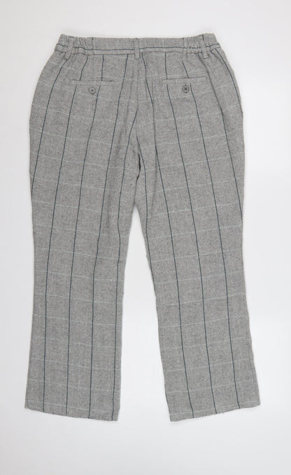 Cotton Traders Women’s Grey UK 14 Herringbone Stripe Straight Trousers