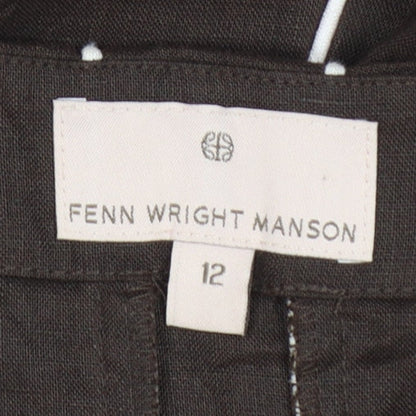 Fenn Wright Manson Women Brown Linen Stripe Fit & Flare Long Dress UK 12