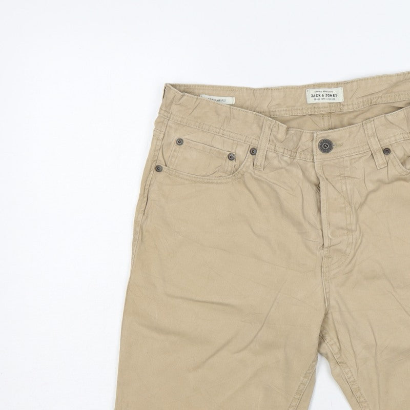 Jack & Jones Men’s Beige L Regular Fit 5-Pocket Casual Shorts