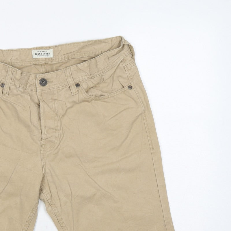 Jack & Jones Men’s Beige L Regular Fit 5-Pocket Casual Shorts