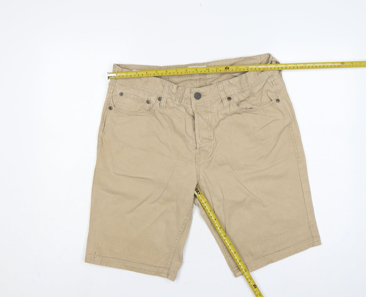 Jack & Jones Men’s Beige L Regular Fit 5-Pocket Casual Shorts