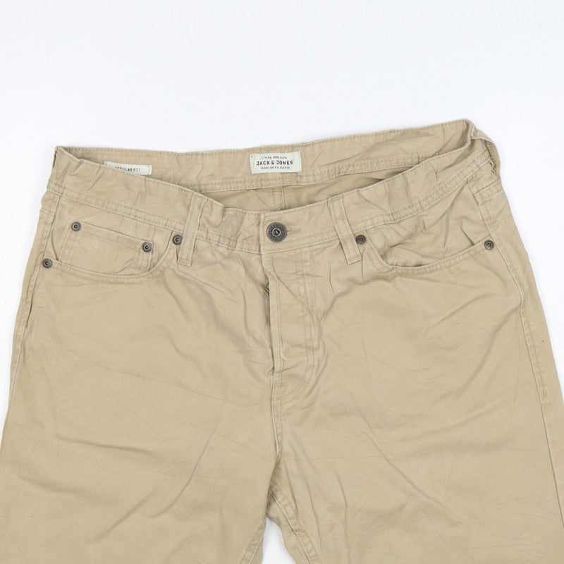 Jack & Jones Men’s Beige L Regular Fit 5-Pocket Casual Shorts
