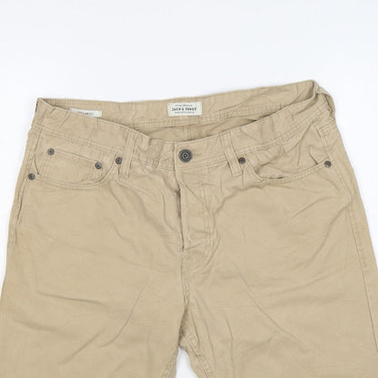 Jack & Jones Men’s Beige L Regular Fit 5-Pocket Casual Shorts