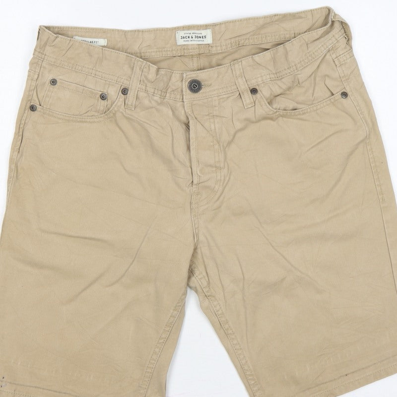 Jack & Jones Men’s Beige L Regular Fit 5-Pocket Casual Shorts