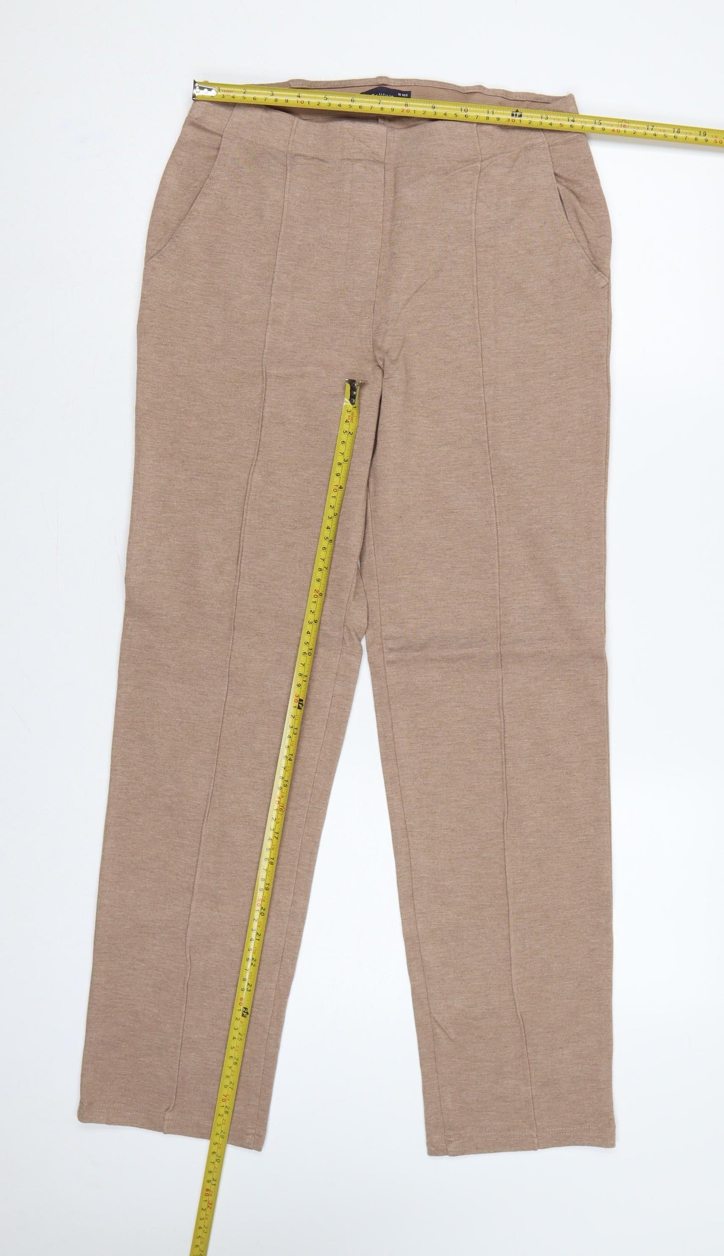 Marks and Spencer Women Beige Size 10 Regular Straight Knit Trousers