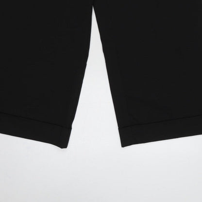 Zara Women Black XL Wide-Leg Cropped Dress Trousers Cuffed High Rise
