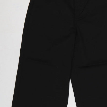 Zara Women Black XL Wide-Leg Cropped Dress Trousers Cuffed High Rise