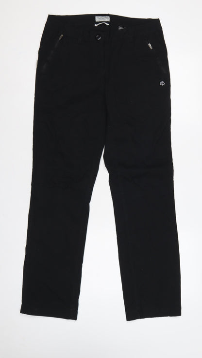 Craghoppers Women's Black UK 10 Regular Straight Trousers Zip Pockets