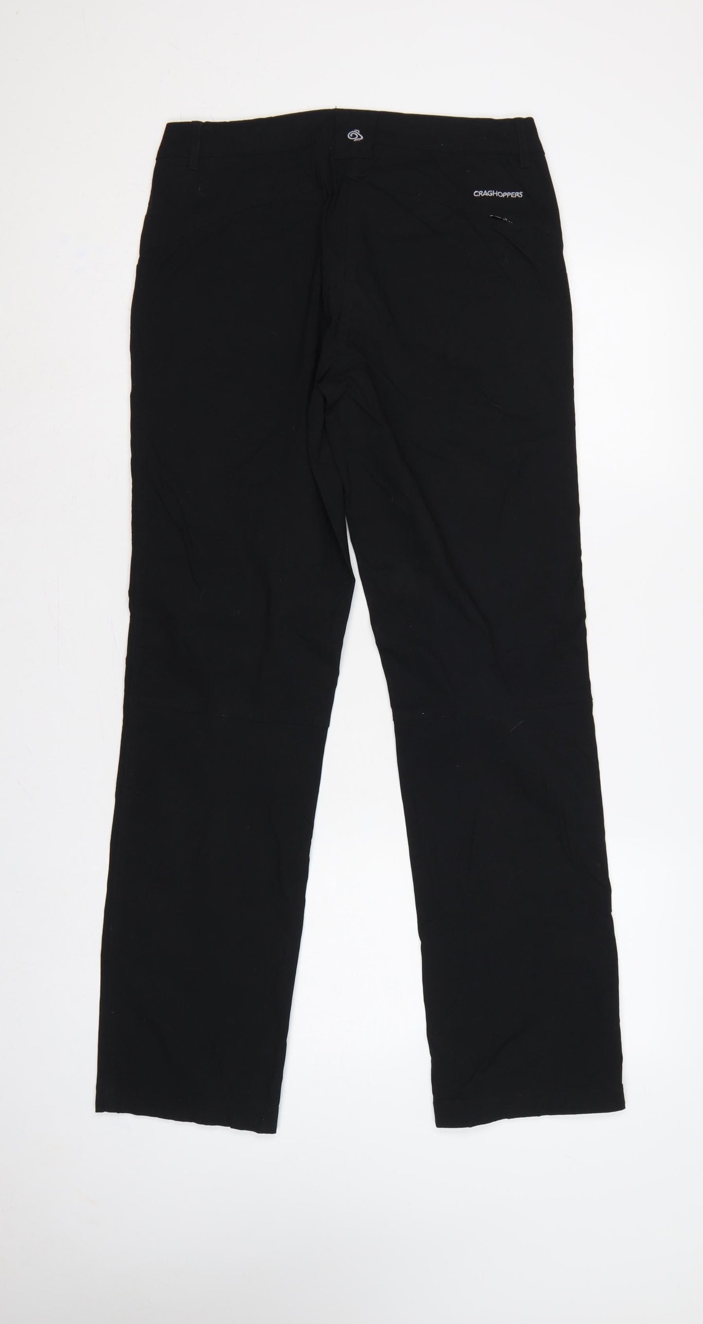 Craghoppers Women's Black UK 10 Regular Straight Trousers Zip Pockets