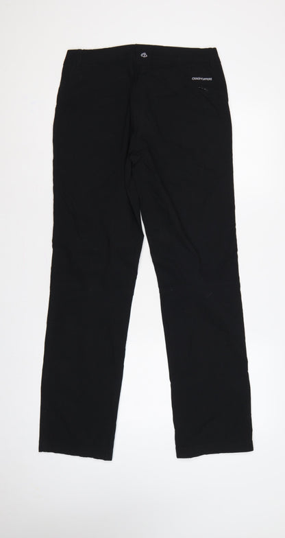 Craghoppers Women's Black UK 10 Regular Straight Trousers Zip Pockets
