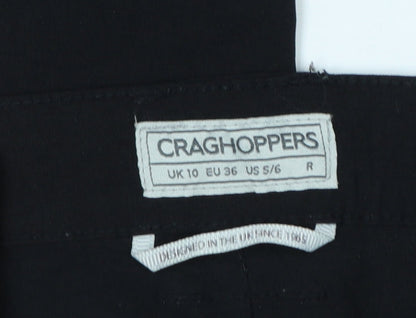 Craghoppers Women's Black UK 10 Regular Straight Trousers Zip Pockets