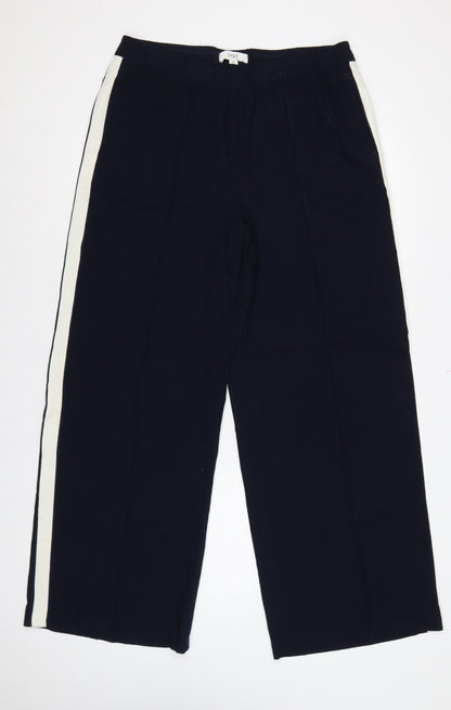 M&S Womens Blue UK 14 Wide Leg Elastic Waist Stripe Trousers