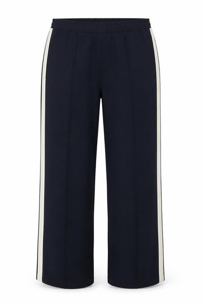 M&S Womens Blue UK 14 Wide Leg Elastic Waist Stripe Trousers