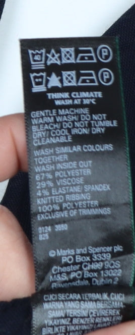 M&S Womens Blue UK 14 Wide Leg Elastic Waist Stripe Trousers