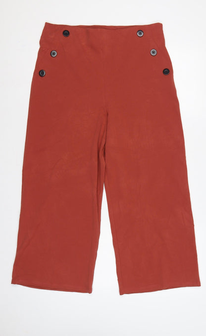 Miss Selfridge Women Red UK 14 High Rise Wide Leg Button Trousers