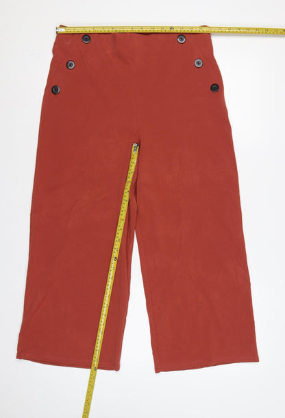 Miss Selfridge Women Red UK 14 High Rise Wide Leg Button Trousers