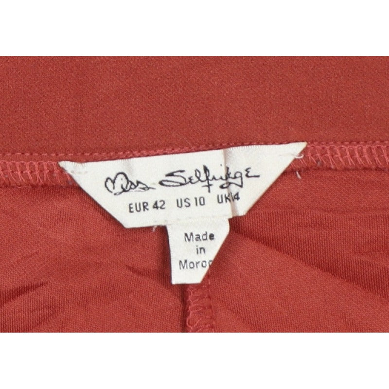 Miss Selfridge Women Red UK 14 High Rise Wide Leg Button Trousers