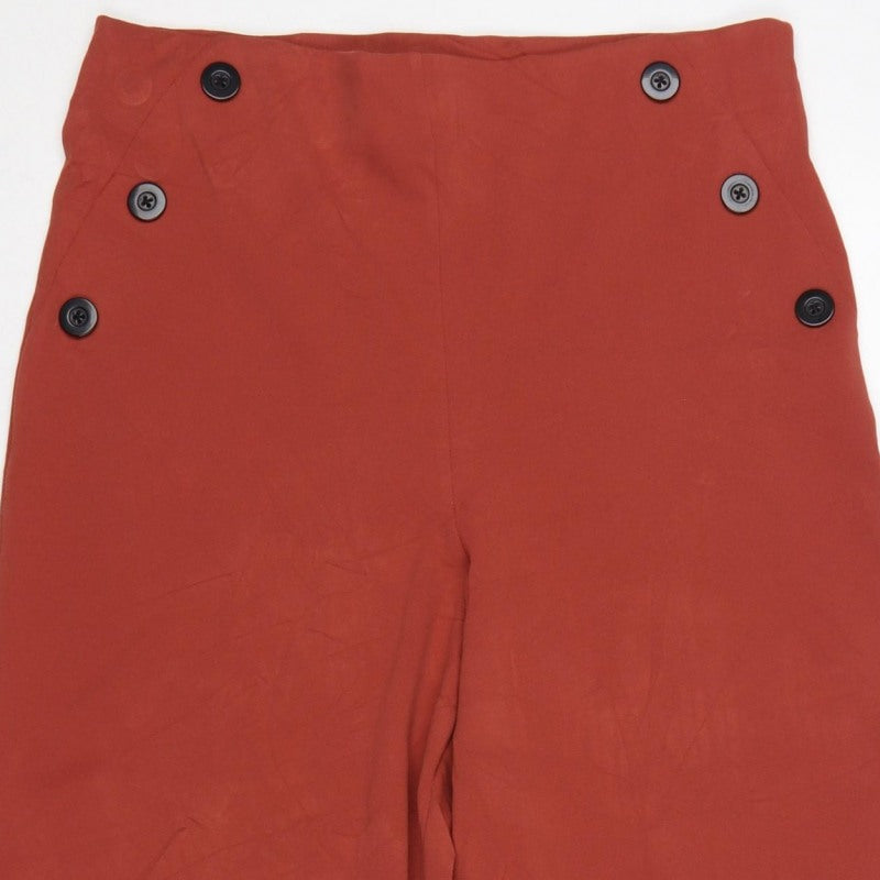 Miss Selfridge Women Red UK 14 High Rise Wide Leg Button Trousers
