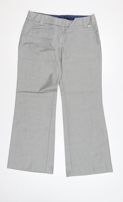 Ted Baker Women Grey UK 10 Flared Tailored Wool Mohair Trousers