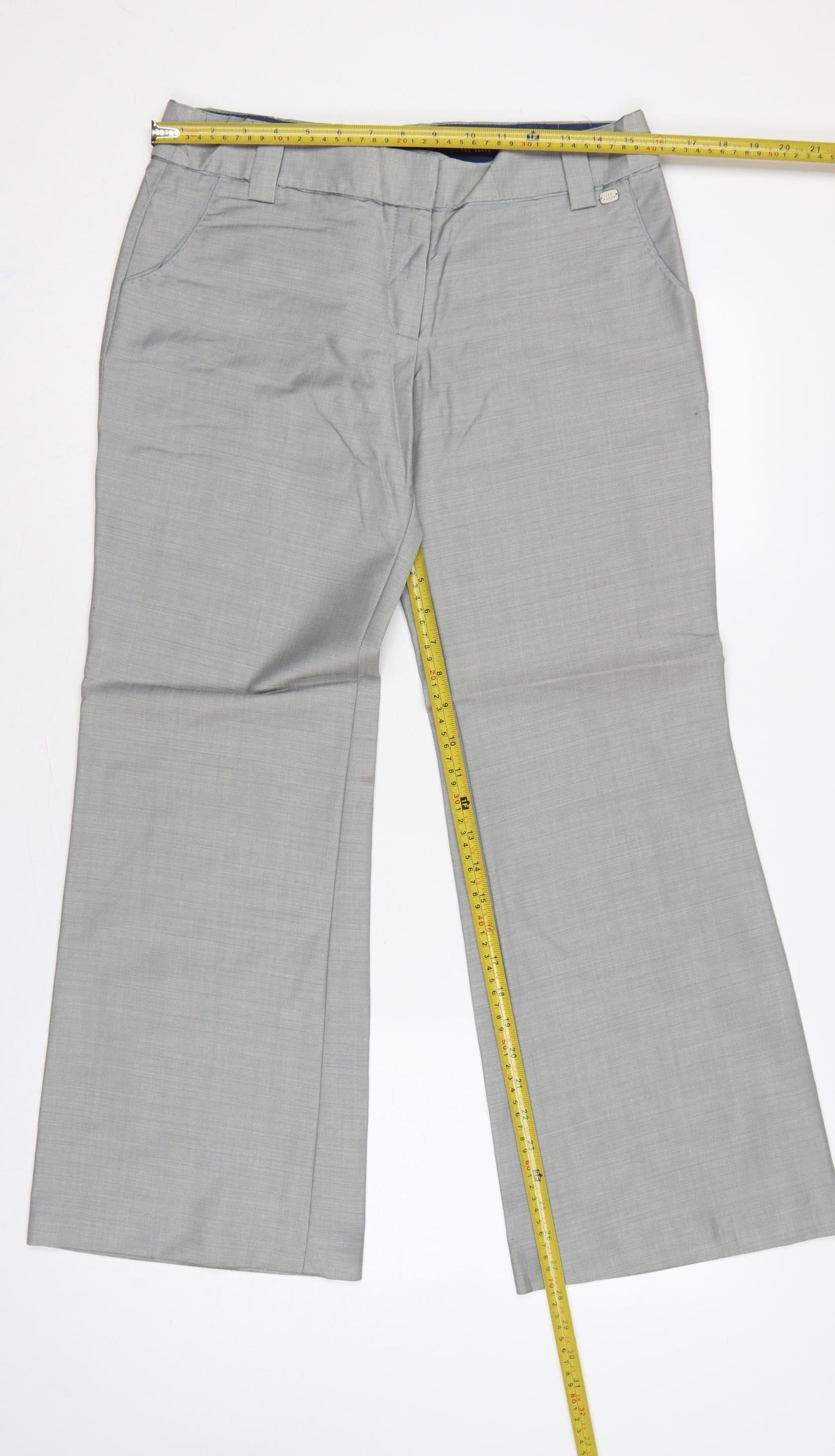 Ted Baker Women Grey UK 10 Flared Tailored Wool Mohair Trousers