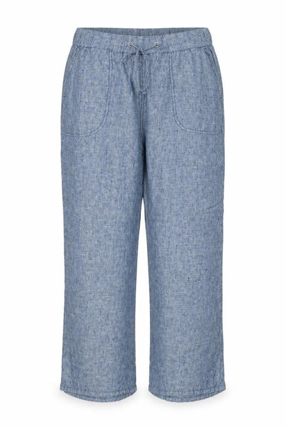 Marks and Spencer Women Blue UK 12 Short Linen Drawstring Trousers