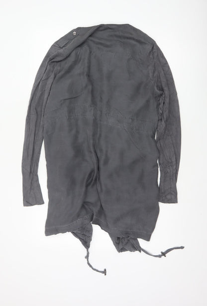 Mint Velvet Women's Grey UK 14 Military Long Drape Jacket Drawstring