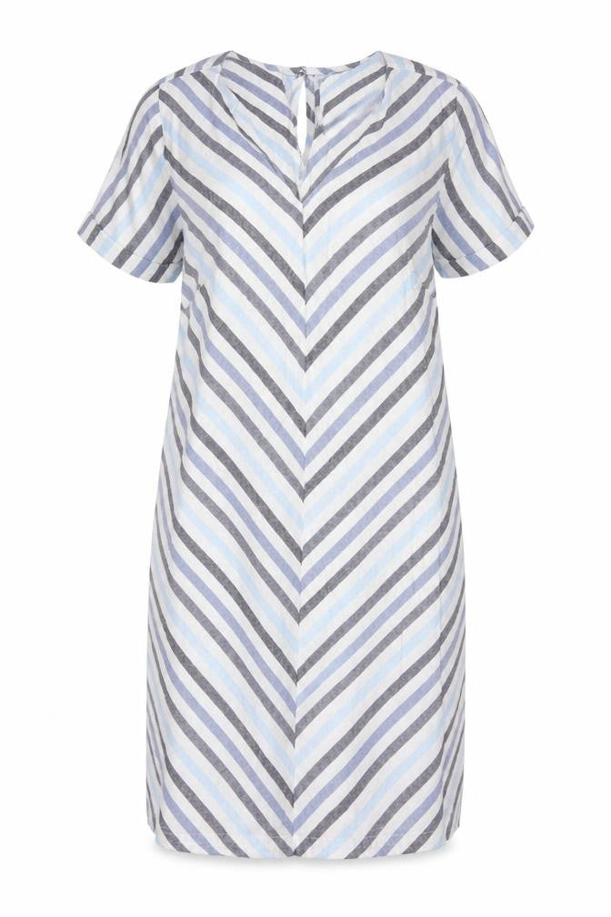 Next Women Multicoloured Stripe Linen Blend Shift Dress UK 14