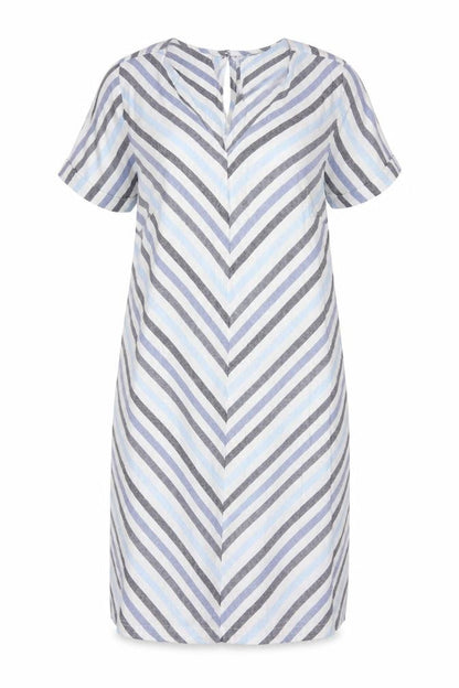 Next Women Multicoloured Stripe Linen Blend Shift Dress UK 14