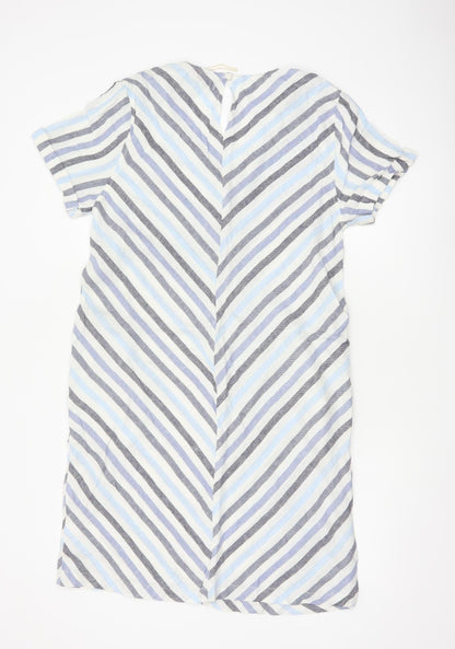 Next Women Multicoloured Stripe Linen Blend Shift Dress UK 14