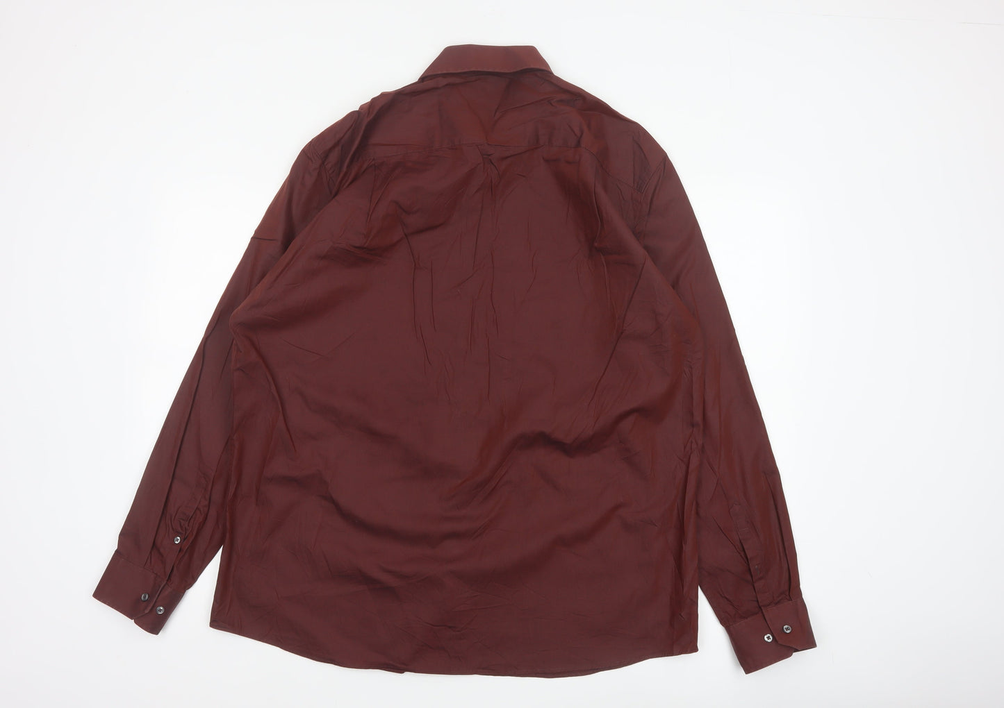 Next Mens Red 17 Regular Fit Cotton Long Sleeve Button-Up Shirt
