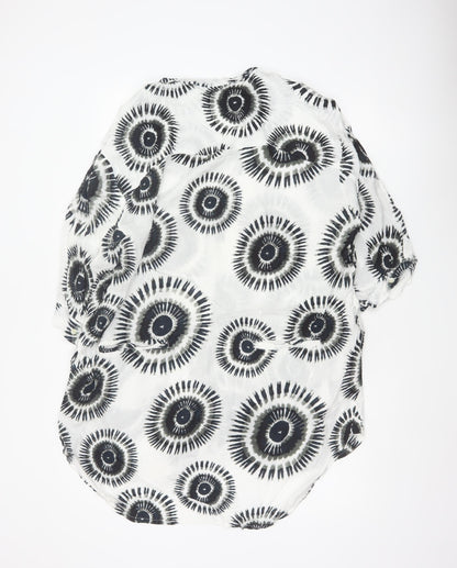 Masai Women Multicoloured L Geometric Viscose Short Sleeve Button-Up Blouse