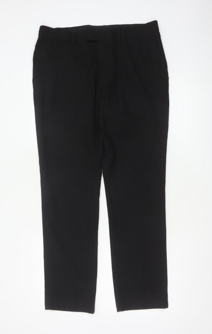 Next Men’s Black 34 Regular Straight Leg Dress Trousers 34W 31L