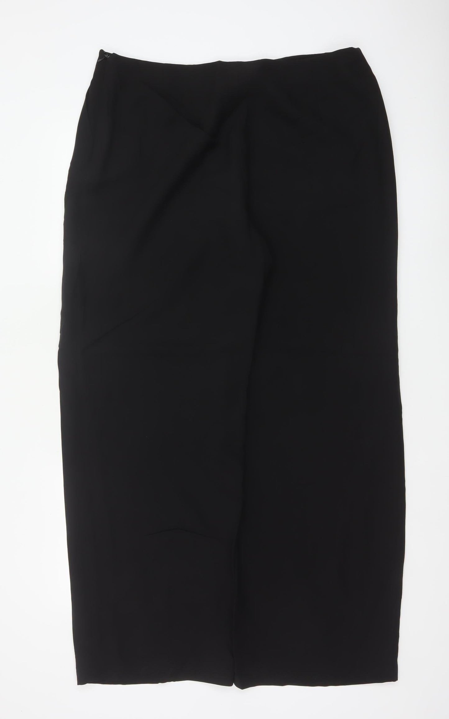 Laura Ashley Women Black Silk Wide-Leg Dress Trousers UK 12 Vintage
