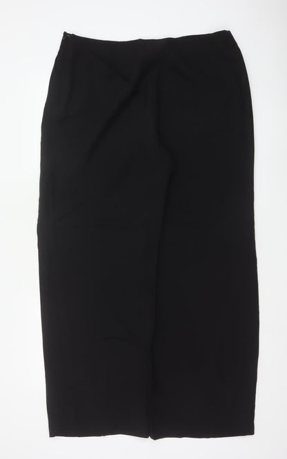 Laura Ashley Women Black Silk Wide-Leg Dress Trousers UK 12 Vintage