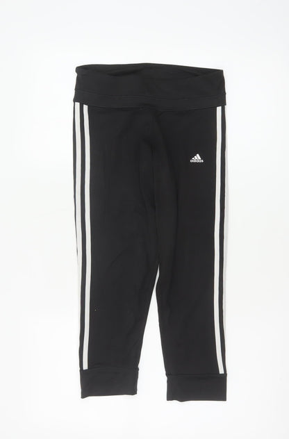 Adidas Women Black XS Climalite 3 Stripe Skinny Leggings Gym