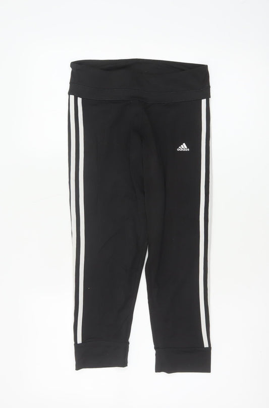 Adidas Women Black XS Climalite 3 Stripe Skinny Leggings Gym