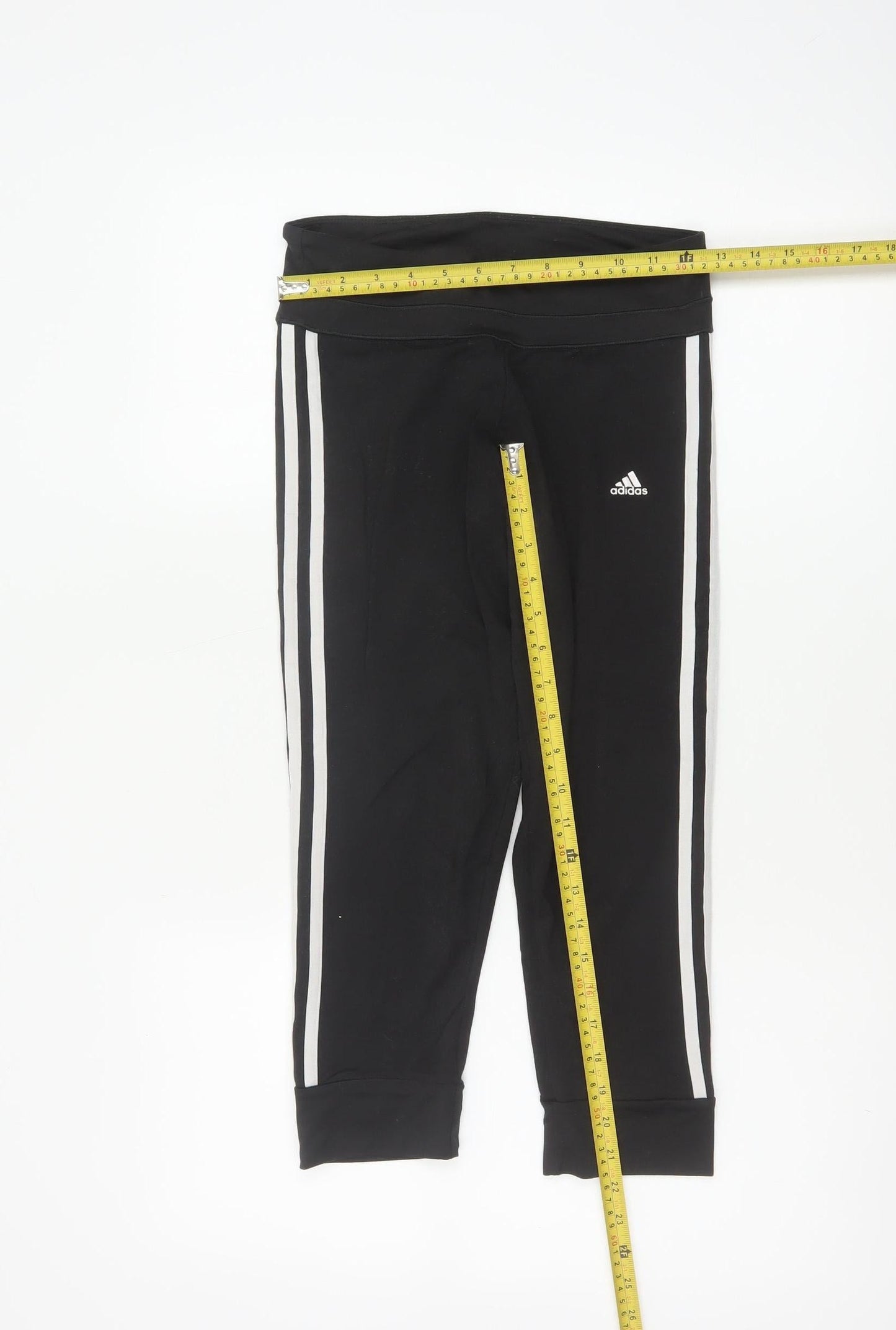 Adidas Women Black XS Climalite 3 Stripe Skinny Leggings Gym