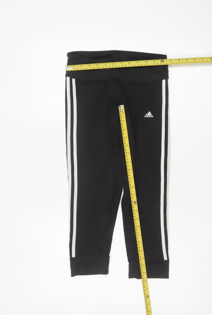 Adidas Women Black XS Climalite 3 Stripe Skinny Leggings Gym