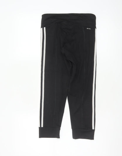 Adidas Women Black XS Climalite 3 Stripe Skinny Leggings Gym