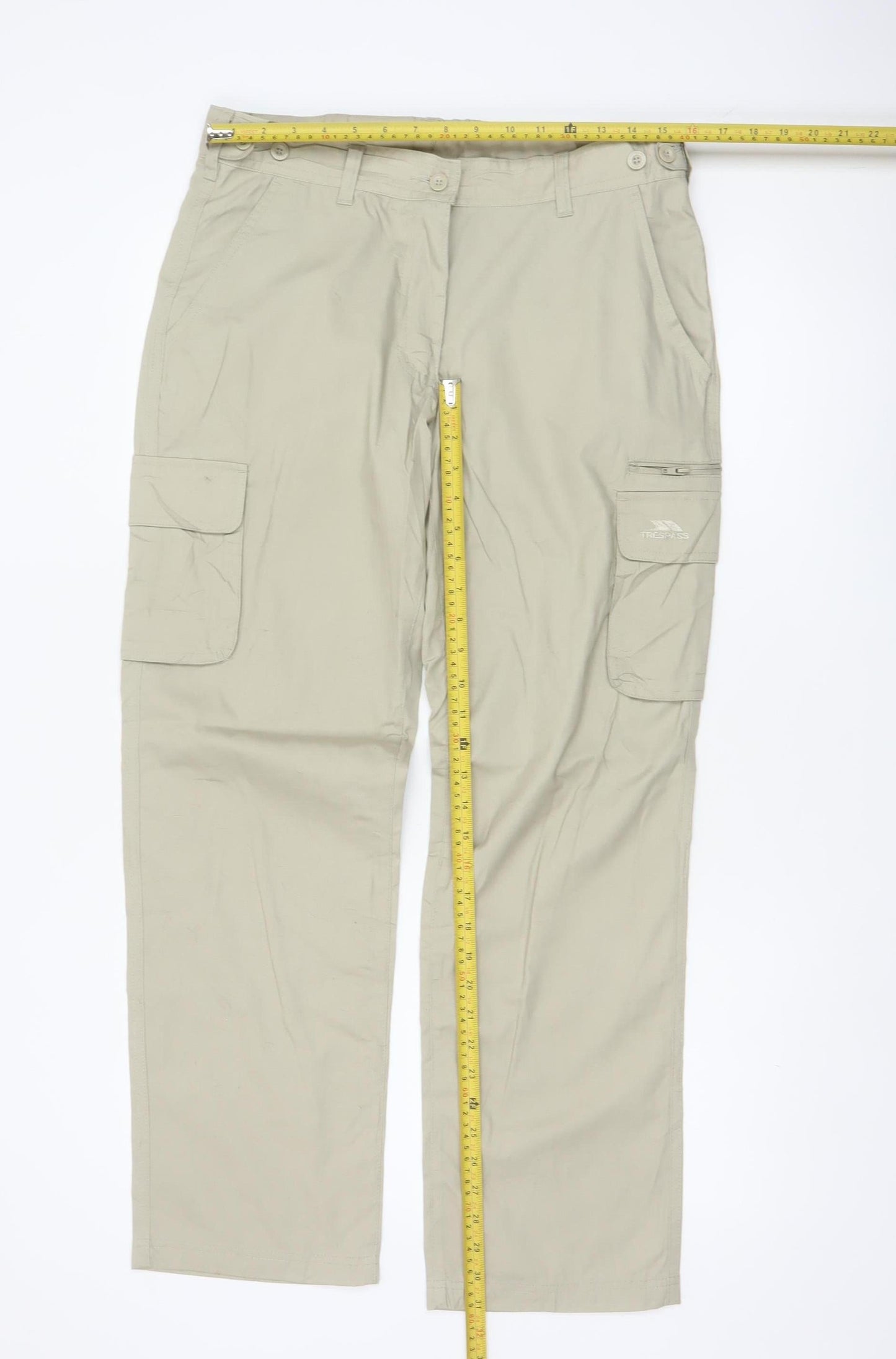 Trespass Men’s Beige S Cargo Trousers Straight Leg Multi Pocket